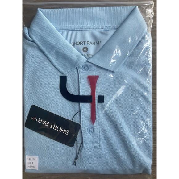 NWT In Bag Short Par 4 Mens Light Blue Golf Polo Shirt Size XL - Picture 1 of 1